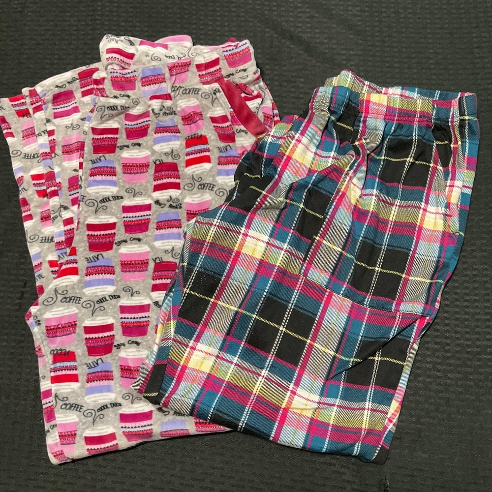 Joyspun & Cuddl Duds Pajama Pants Womens XL Multicolor Plaid Fleece Lot Of 2